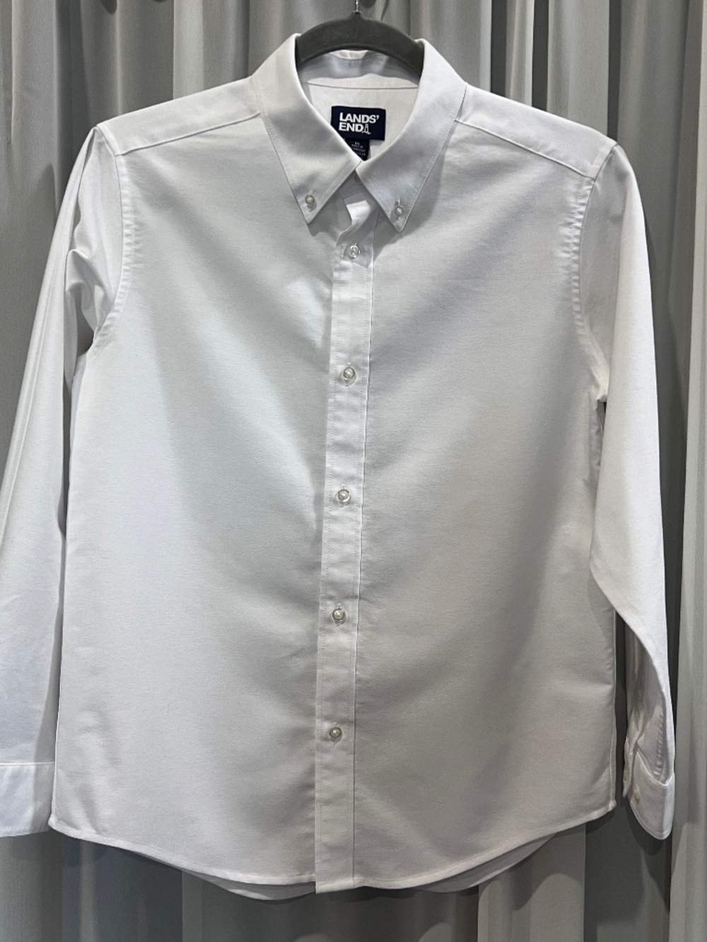 Boys Lands’ End Long Sleeve White Oxford Dress Shirt 14 School Uniform Like New